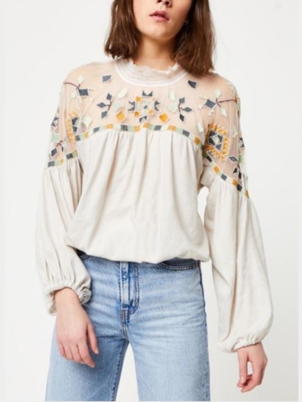 Free People Monday Morning Embroidered Top